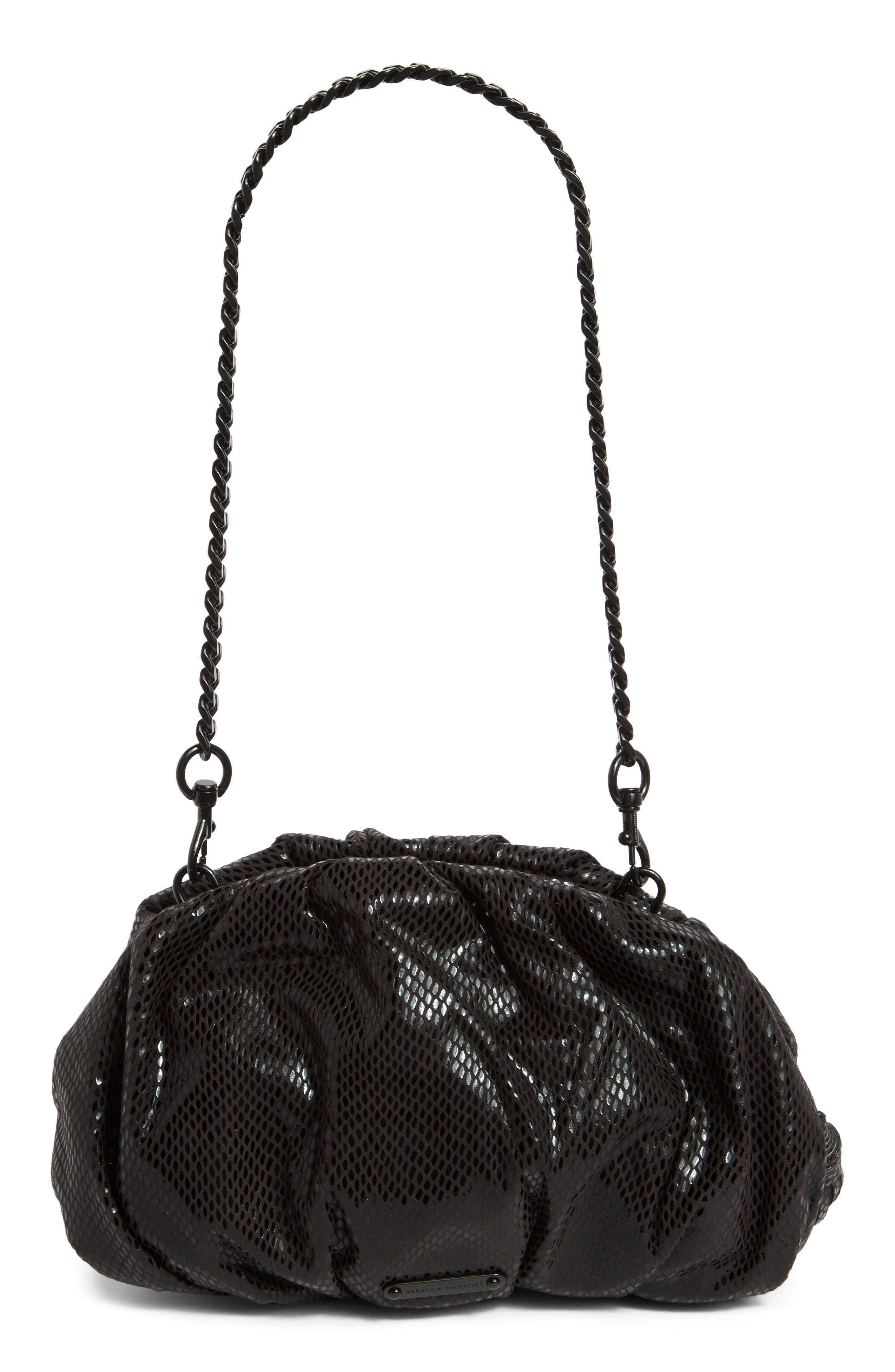 Rebecca Minkoff Small Ruched Clutch, Alternate, color, Black