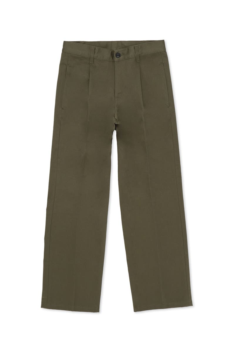 Fortela Cotton Gabardine Trousers with Pleats, Main, color, Green
