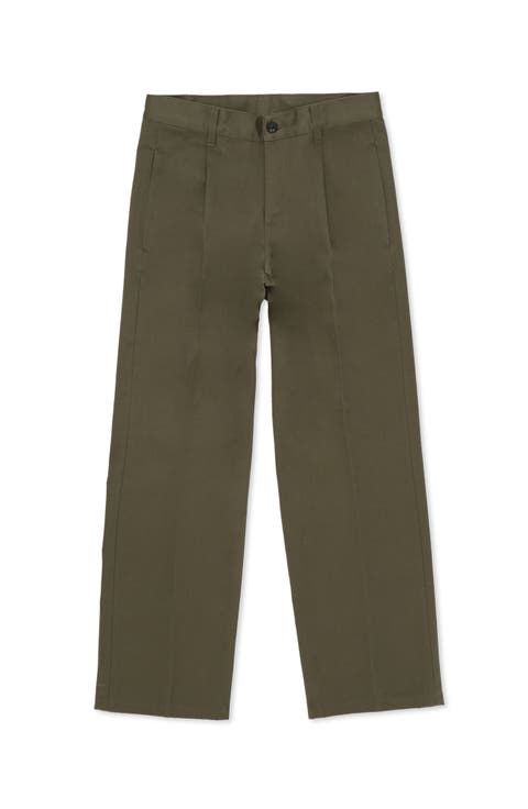 Cotton Gabardine Trousers with Pleats