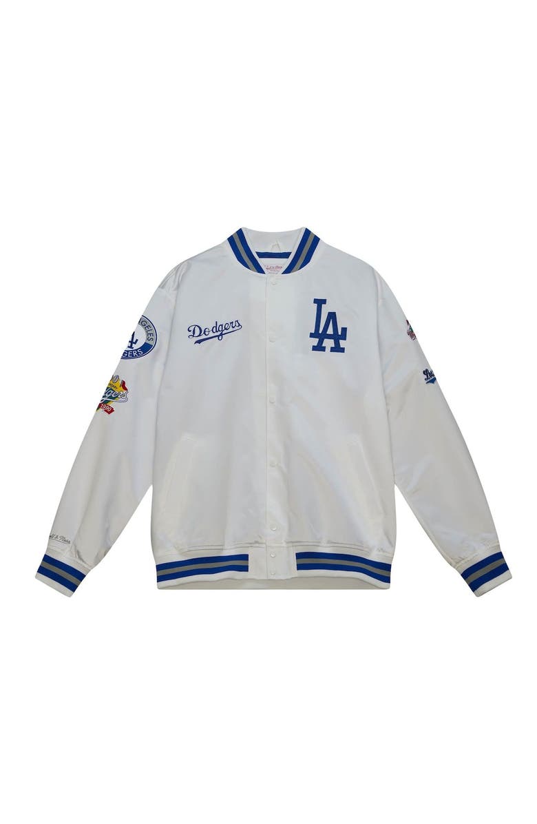 Mitchell & Ness Men's Mitchell & Ness White Los Angeles Dodgers City Collection Satin Full-Snap Varsity Jacket, Alternate, color, 