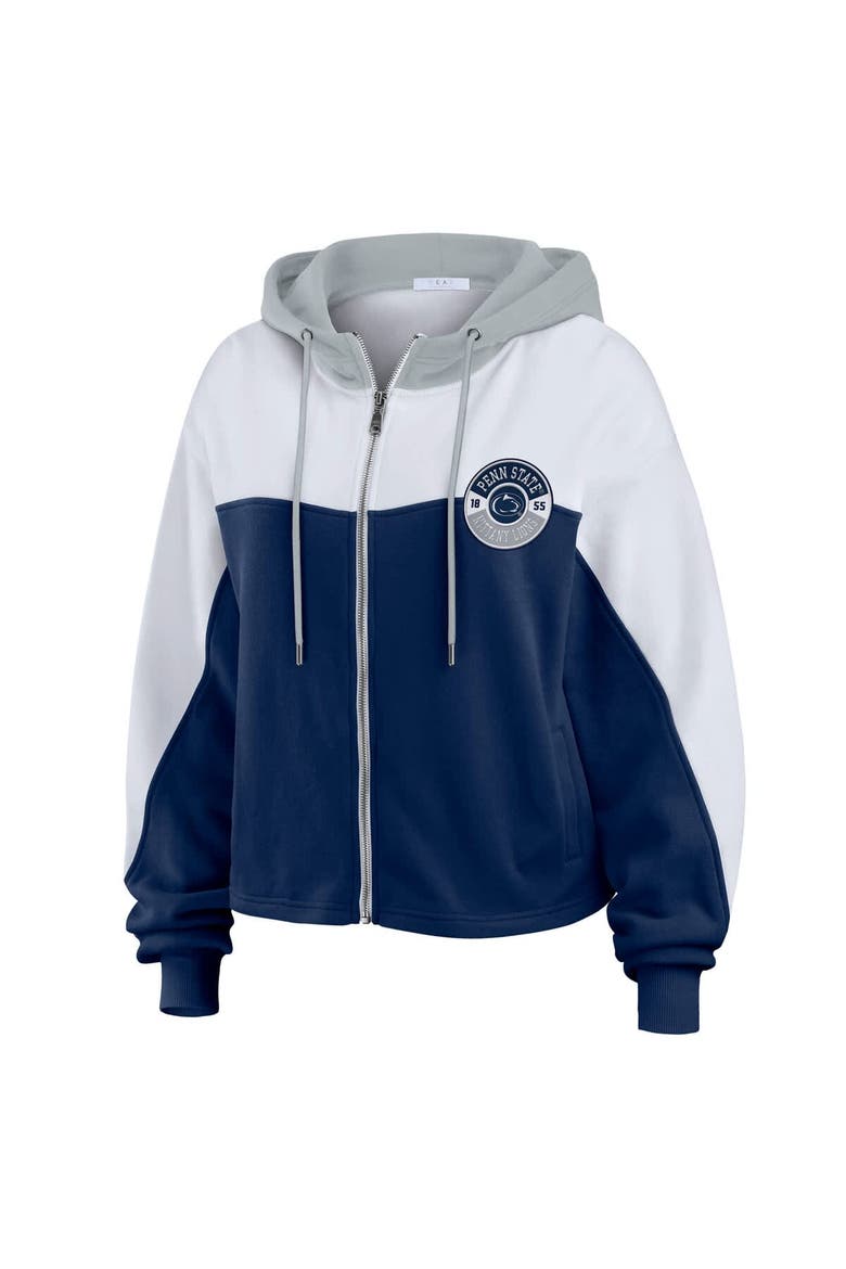 Women's WEAR by Erin Andrews Navy Penn State Nittany Lions Color-Block Full-Zip Hoodie, Alternate, color, Navy