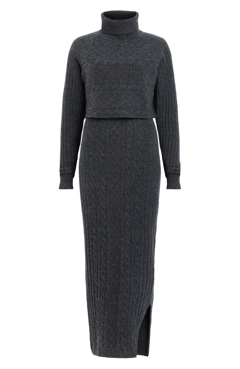 AllSaints Muriel Cotton & Wool Blend Turtleneck Sweater & Dress Set, Alternate, color,