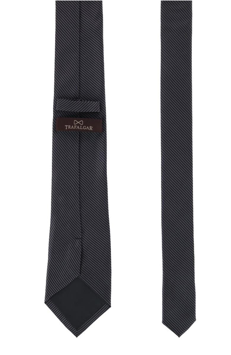 Trafalgar Leyton Stripe Sik Tie, Alternate, color, Graphite