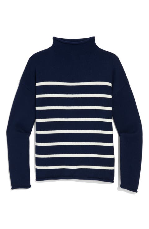 Striped Mock Neck Sweater