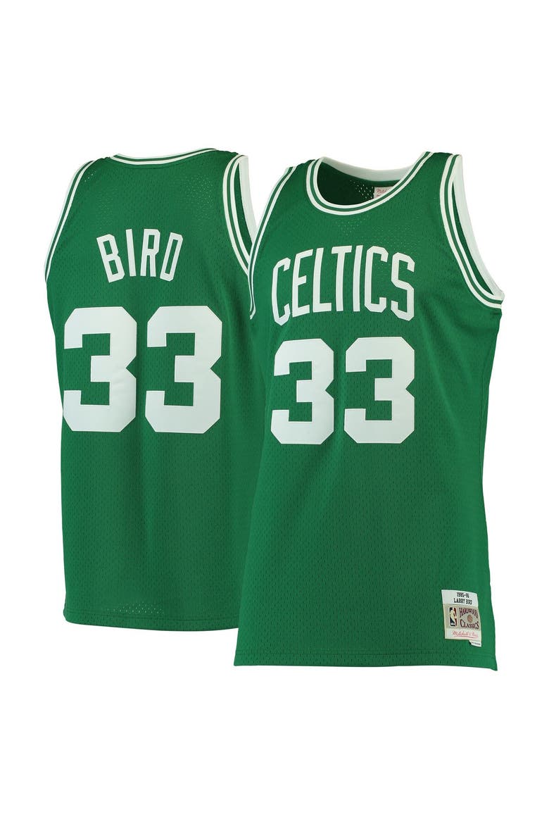 Men's Mitchell & Ness Larry Bird Kelly Green Boston Celtics Hardwood Classics Swingman Jersey, Main, color, Kelly Green