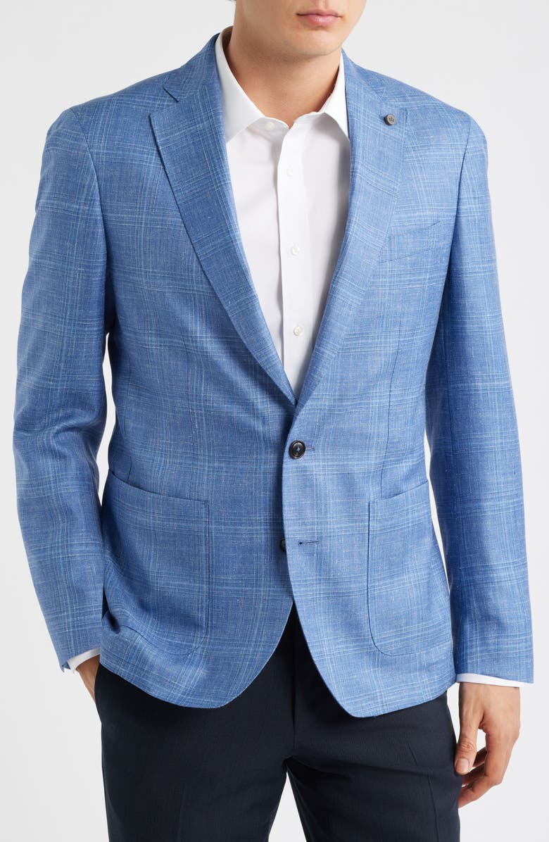 Peter Millar Crown Crafted Reynolds Plaid Sport Coat, Alternate, color, Dusk Blue