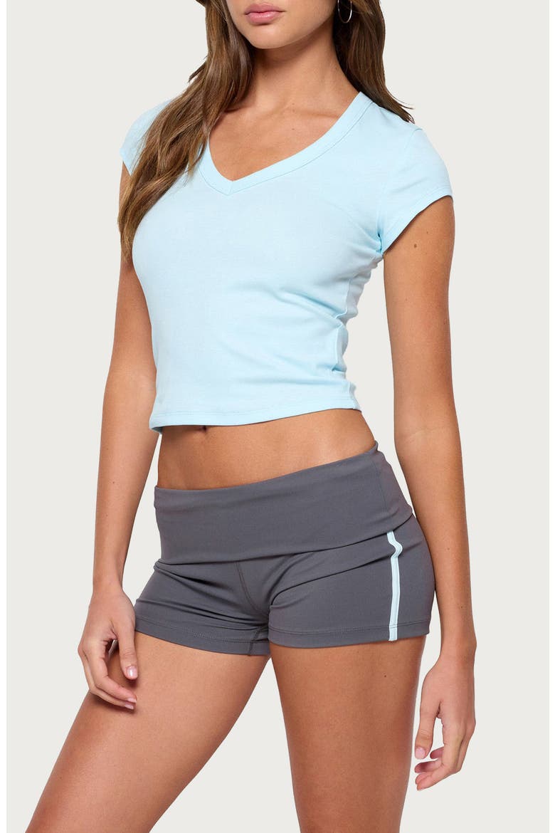 Gillie Ribbed V-Neck T-Shirt, Alternate, color, LIGHT-BLUE