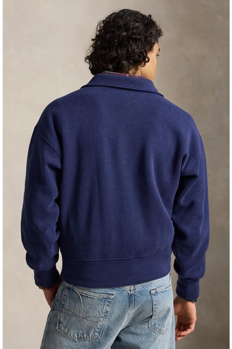 Sueded Heritage Rib Knit Pullover, Alternate, color, NAVY