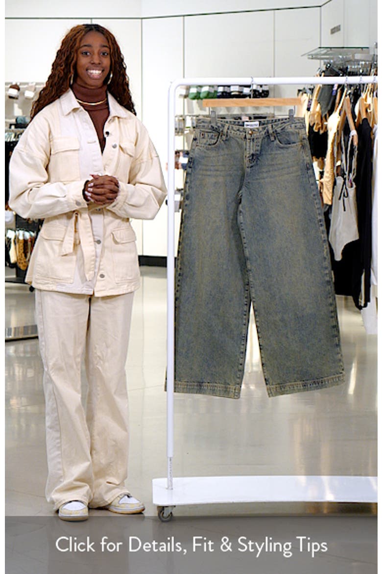 Ribbon Bow Print Low Rise Wide Leg Jeans video