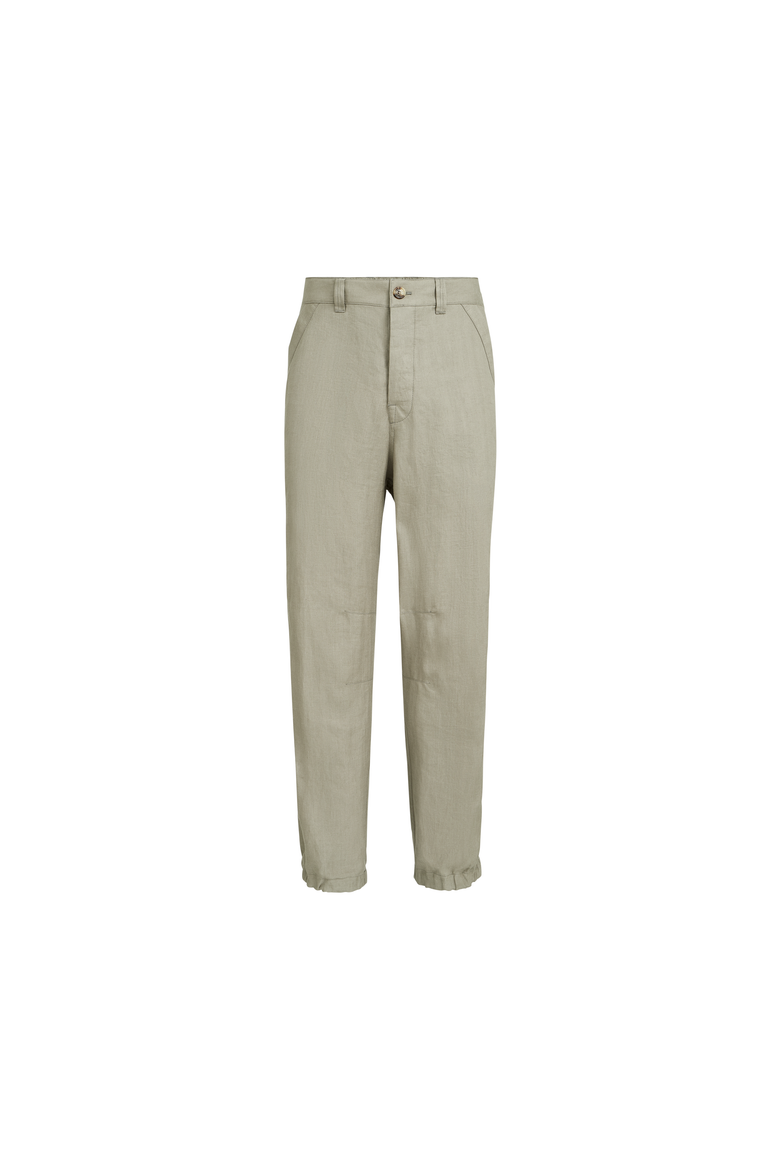Linen micro chevron trousers with drawstrings, Alternate, color, Sage