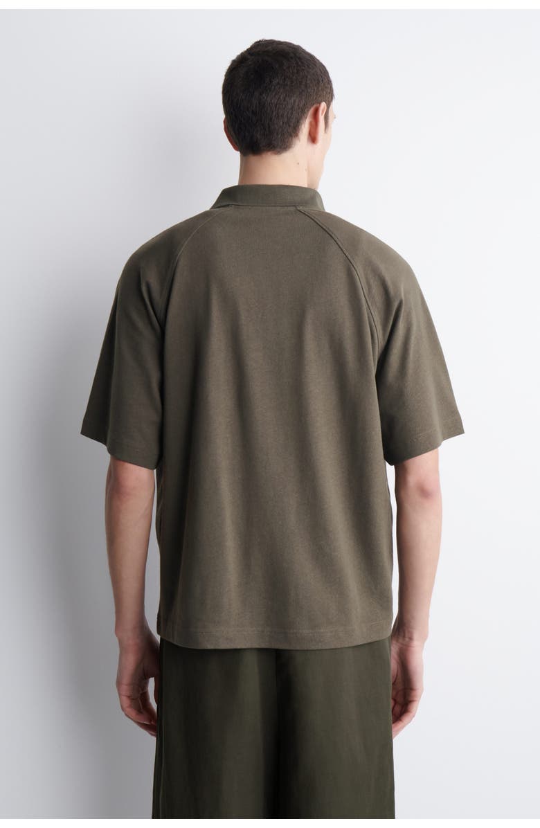 COS Relaxed Cotton-Linen Polo Shirt, Alternate, color, Brown