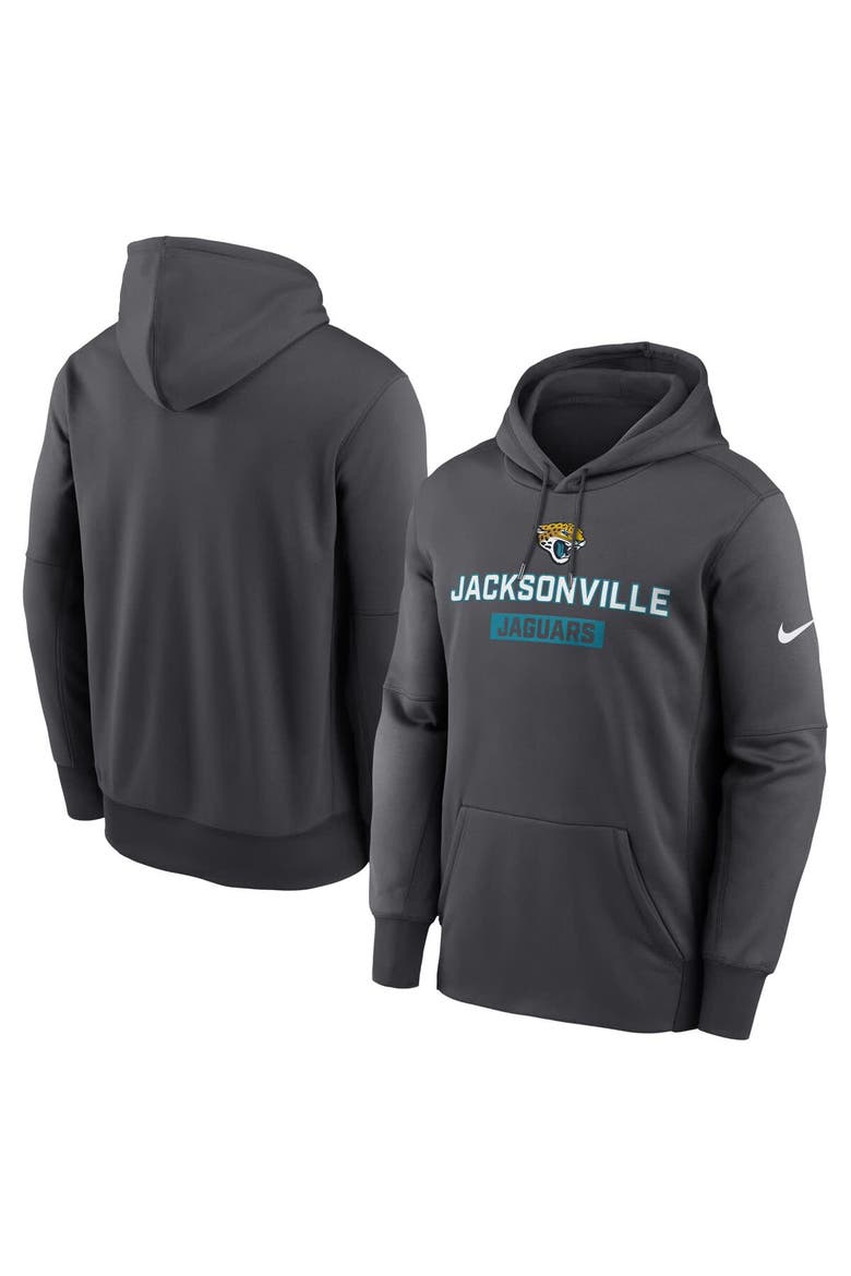 Men's Nike Anthracite Jacksonville Jaguars Toss Sweep Performance Pullover Hoodie, Main, color, Anthracite