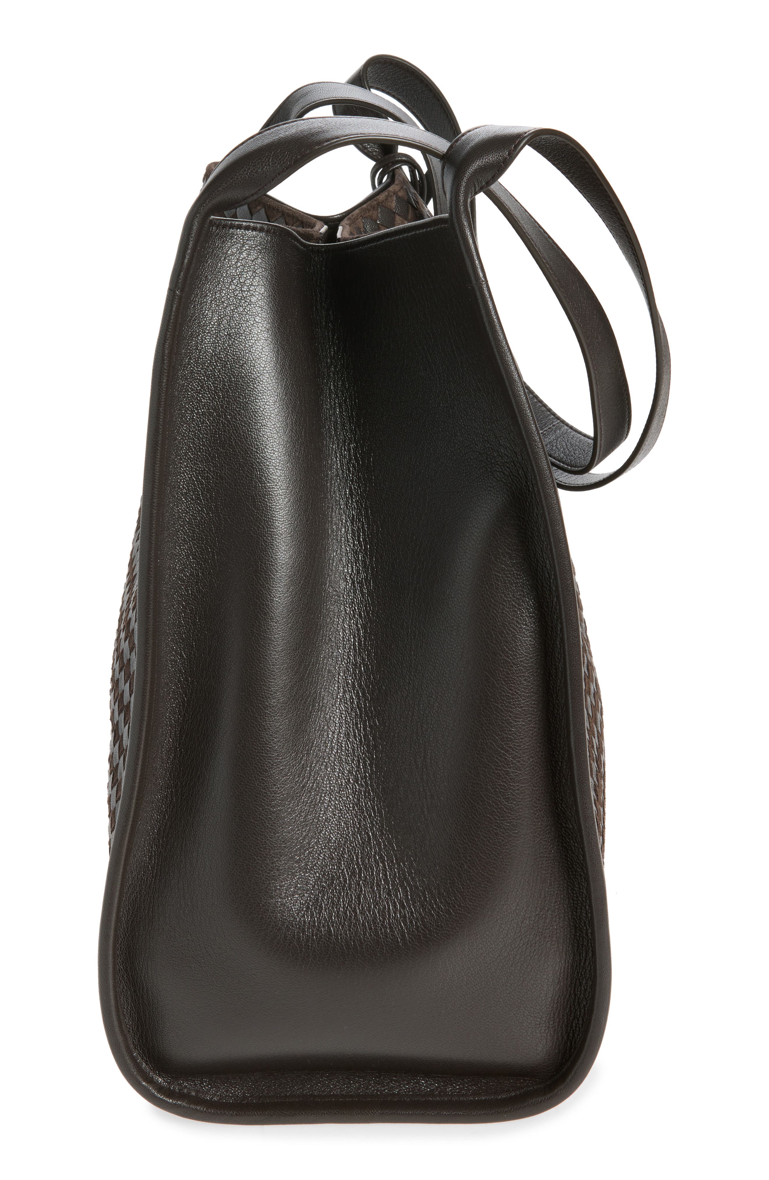 Intrecciato Leather Tote, Alternate, color, 2008 ESPRESSO/ SILVER