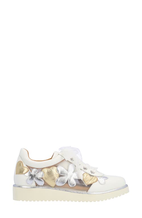 L'amour Des Pieds Zeneta Embellished Sneaker In White/silver/gold