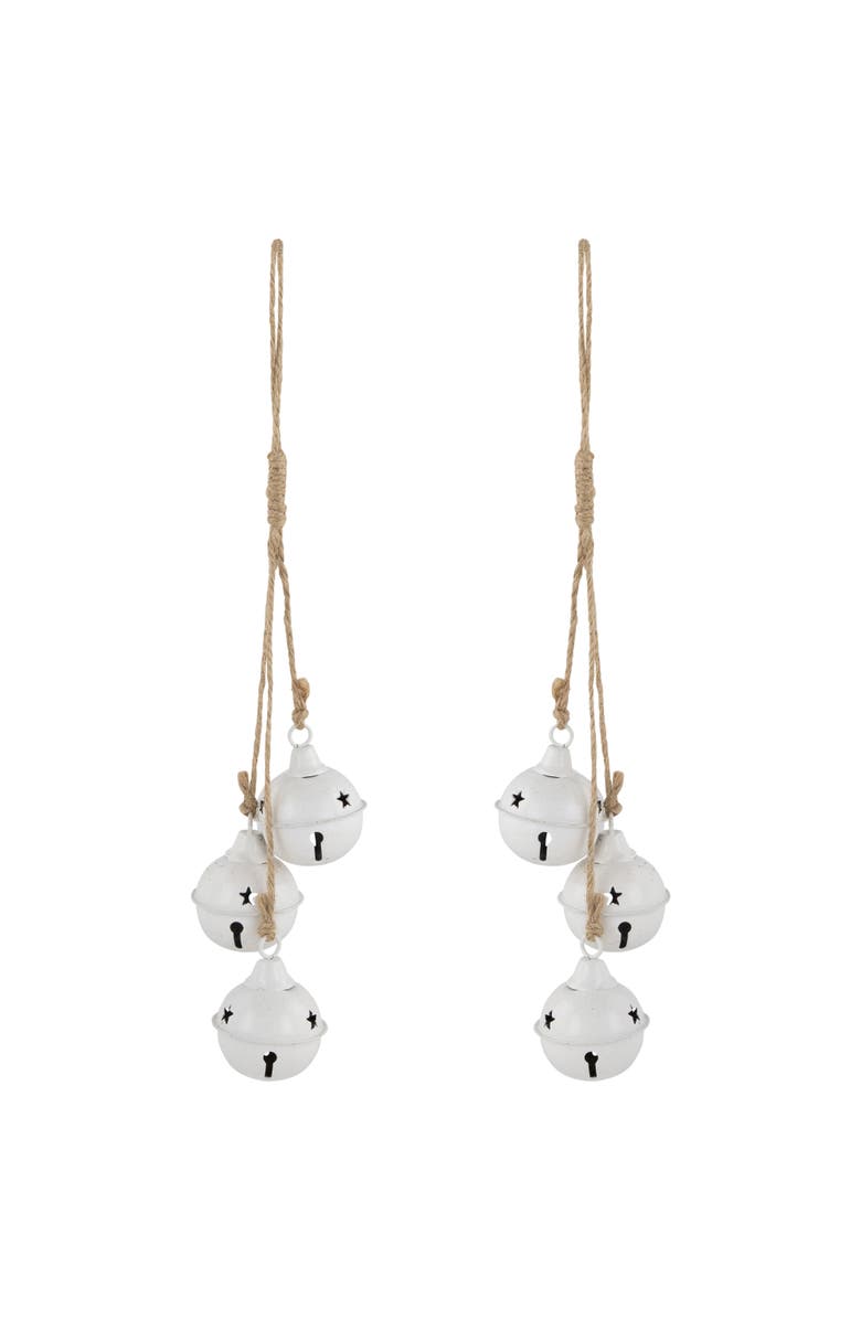 Northlight Cascading Christmas Jingle Bell Ornaments - 13.5" - White - Set of 2, Main, color, White