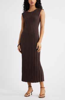 Tie Back Cap Sleeve Rib Sweater Dress