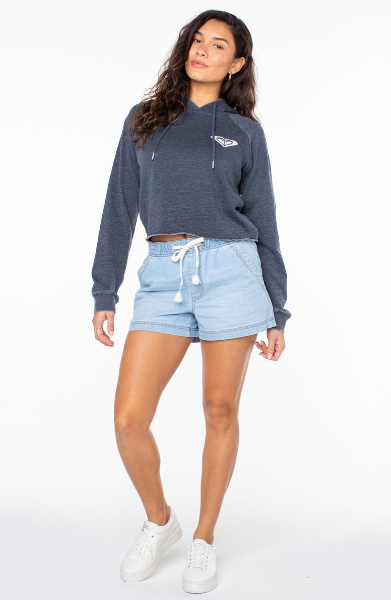 Roxy We Arrived Crop Pullover Hoodie, Alternate, color, Naval Acad