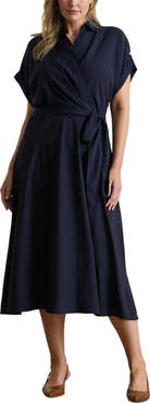 Lauren Ralph Lauren Wrap Bodice Crêpe de Chine Midi Dress