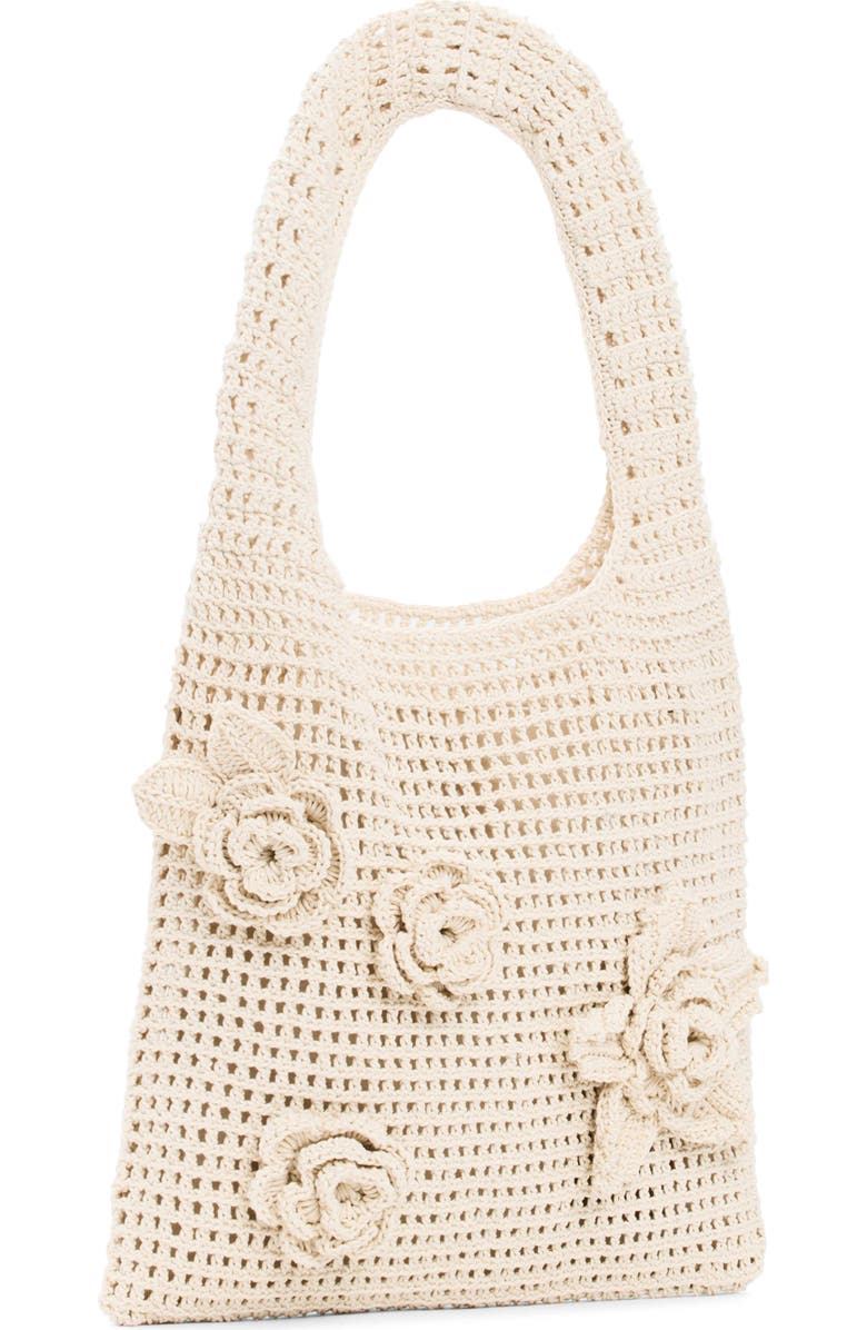 Desigual Crochet Flower Cotton Shoulder Bag, Alternate, color, Light Beige