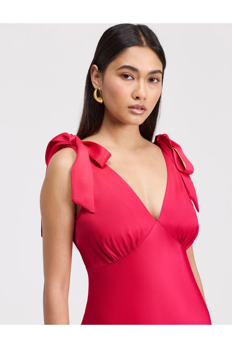 Nora Tie Shoulder Satin Maxi Dress, Alternate, color, Raspberry
