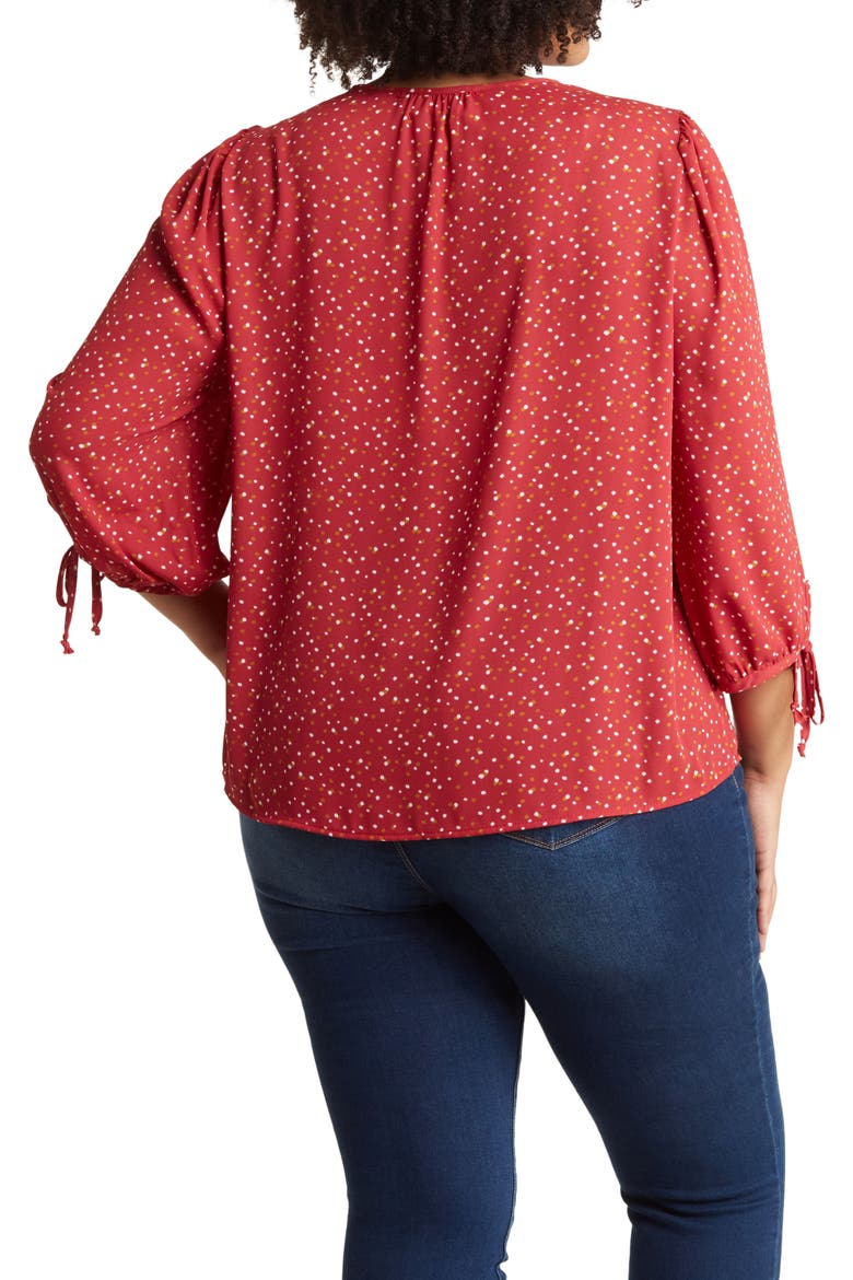 Polka Dot V-Neck Blouse, Alternate, color, RED