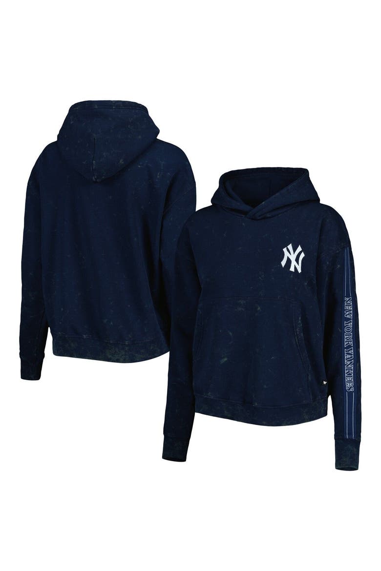 Women's The Wild Collective Navy New York Yankees Marble Pullover Hoodie, Main, color, Navy