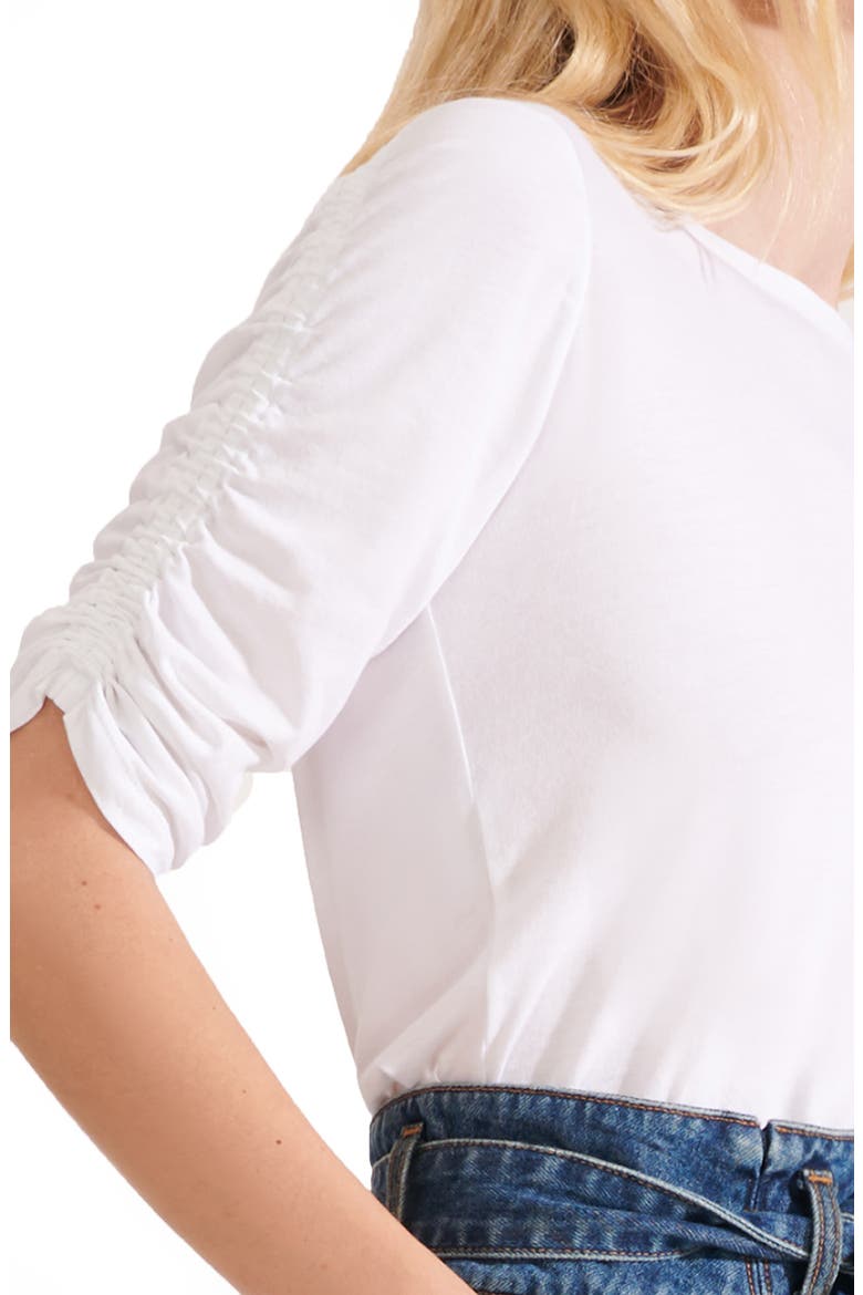 Waldorf Ruched Sleeve T-Shirt, Alternate, color, WHITE