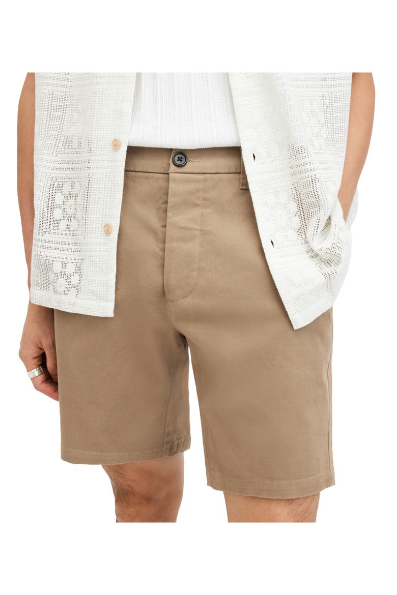 Neiva Flat Front Stretch Twill Shorts, Alternate, color, MOORLAND BROWN