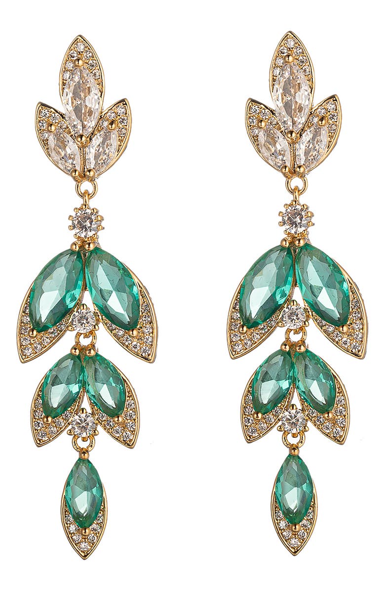 EYE CANDY LOS ANGELES Camila Green CZ Statement Earrings, Main, color, Gold