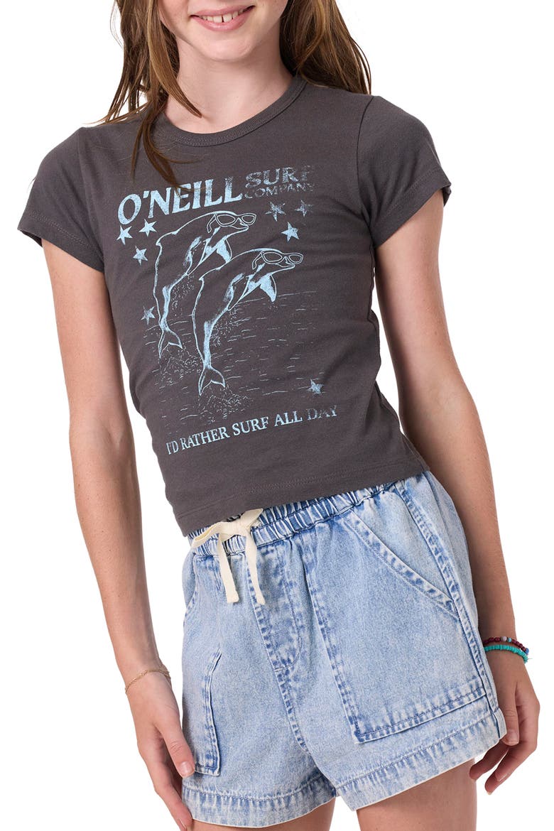 Kids' Willa Cotton Graphic T-Shirt, Alternate, color, WASHED BLACK
