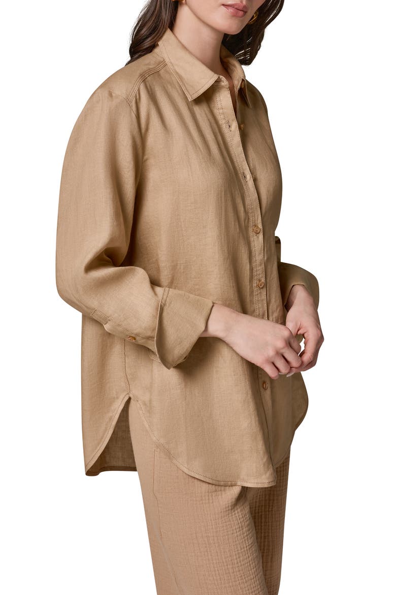 Linen Button-Up Shirt, Alternate, color, FAWN