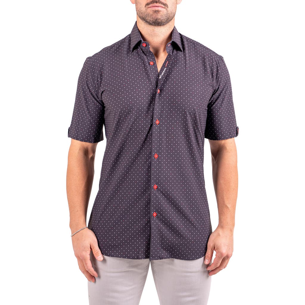 Maceoo Galileo Resistance Dot Print Short Sleeve Button-up Shirt