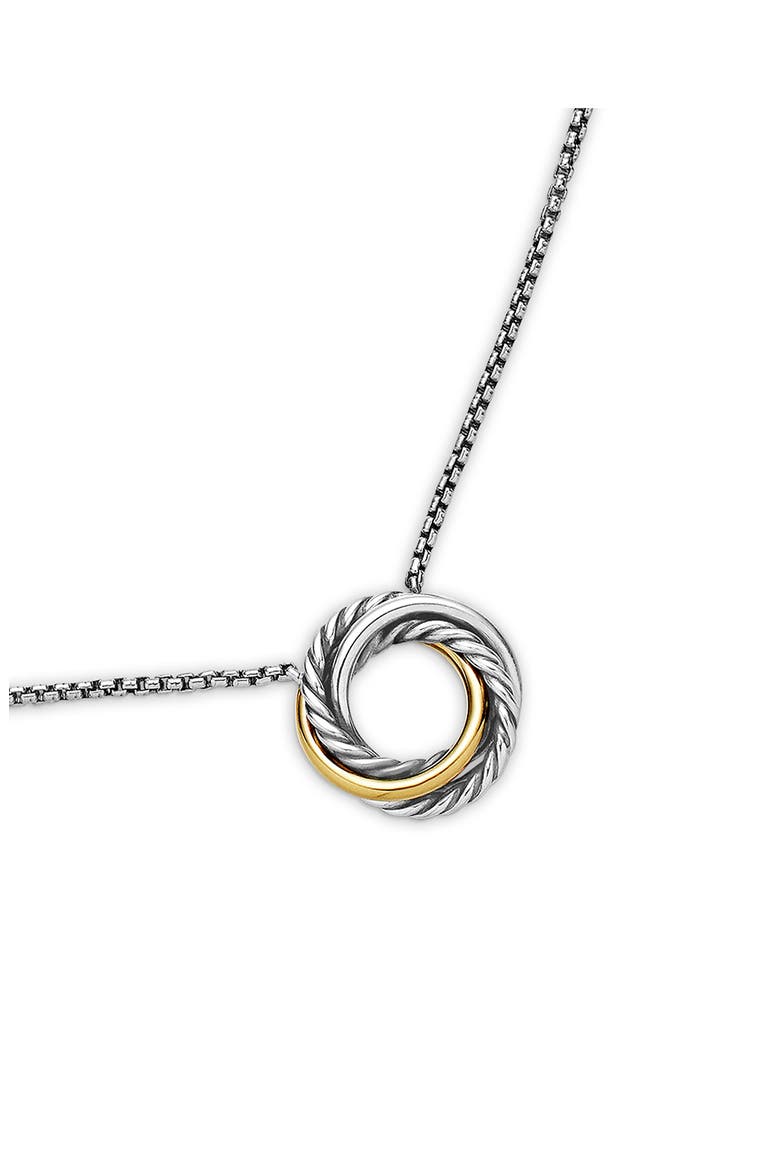 Crossover Mini Pendant Necklace with 18K Yellow Gold, Alternate, color, SILVER/ GOLD