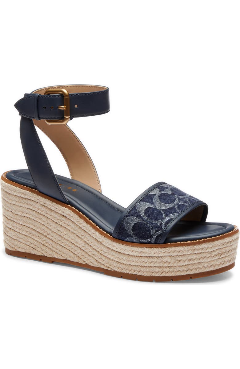 COACH Katherine Ankle Strap Espadrille Platform Wedge Sandal, Main, color,