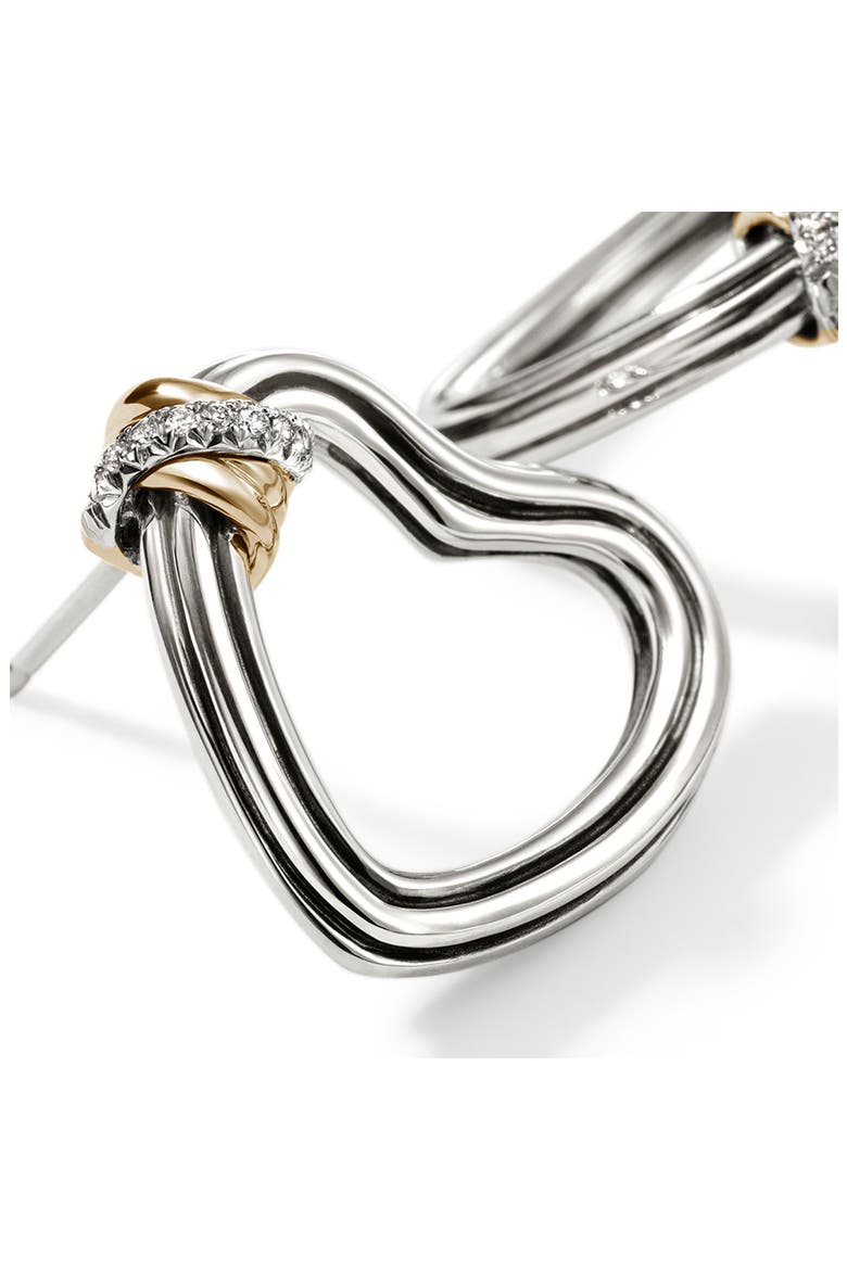 Bamboo Collection Heart Earrings, Alternate, color, SILVER AND GOLD
