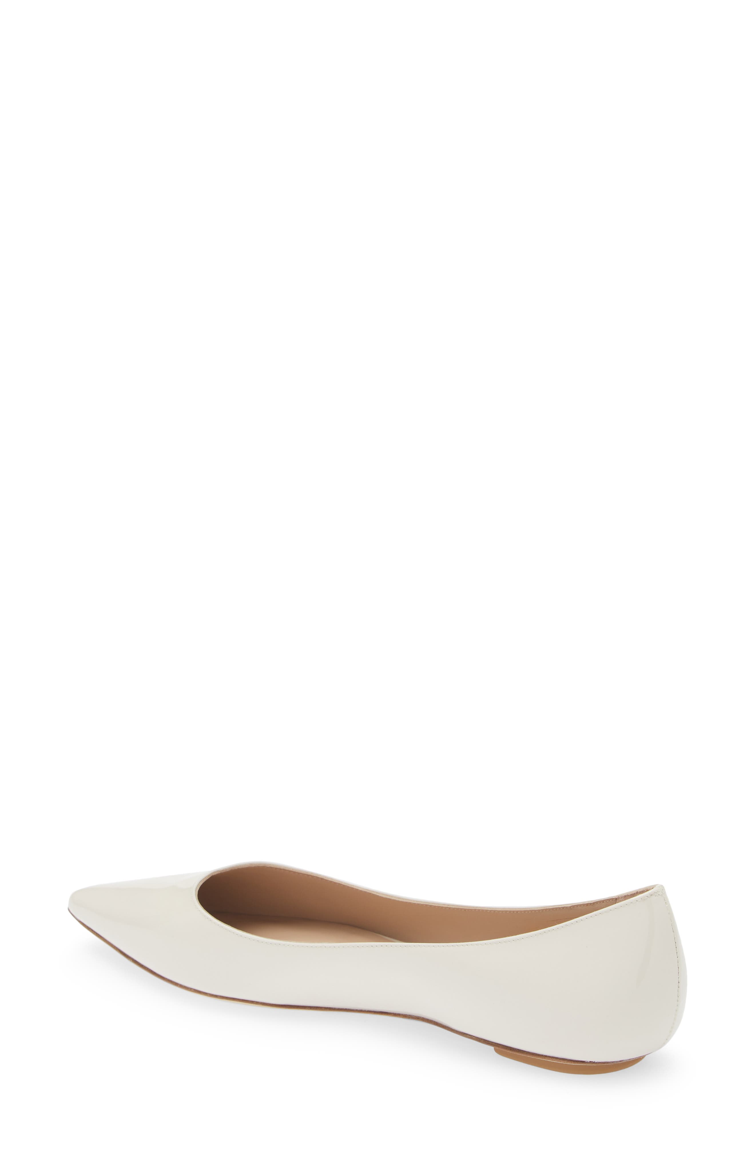 Stuart Weitzman Emilia Pointed Toe Flat, Alternate, color, Cream Patent
