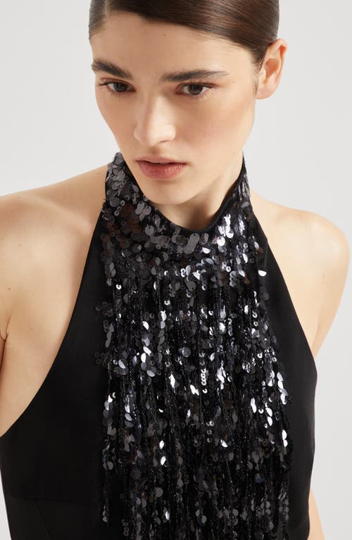 Brunello Cucinelli Sequin-embellished Halterneck Dress In Black