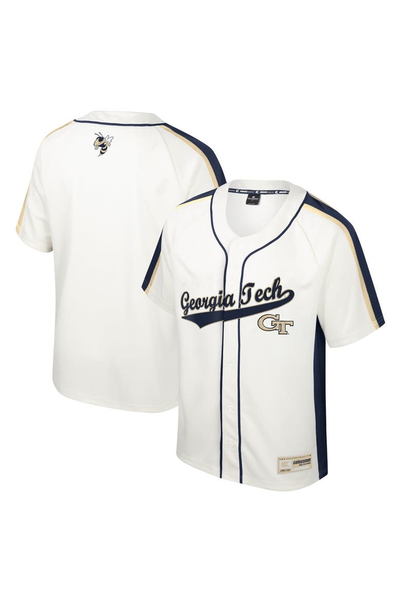 Men's Colosseum Cream Georgia Tech Yellow Jackets Ruth Button-Up Baseball Jersey, Alternate, color, Cream