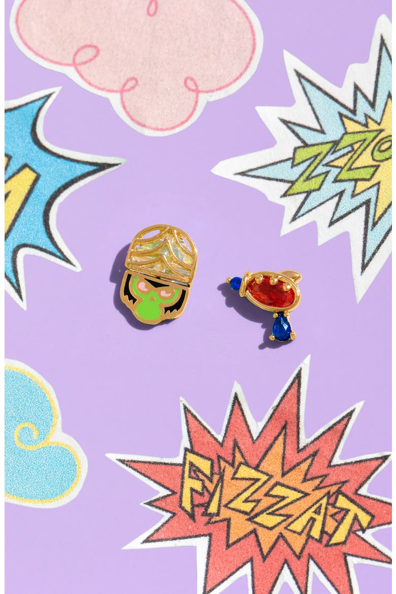 The Powerpuff Girls Mojo Jojo Mismatched Stud Earrings, Alternate, color, GOLD