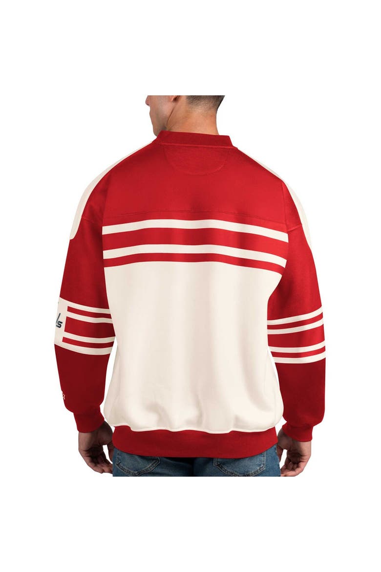 Men's Starter White Washington Capitals Defense Fleece Crewneck Pullover Sweatshirt, Alternate, color, White