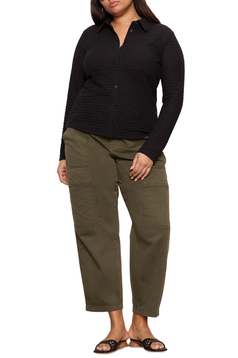 Dreamer Textured Bubble Knit Button-Up Shirt, Alternate, color, BLACK