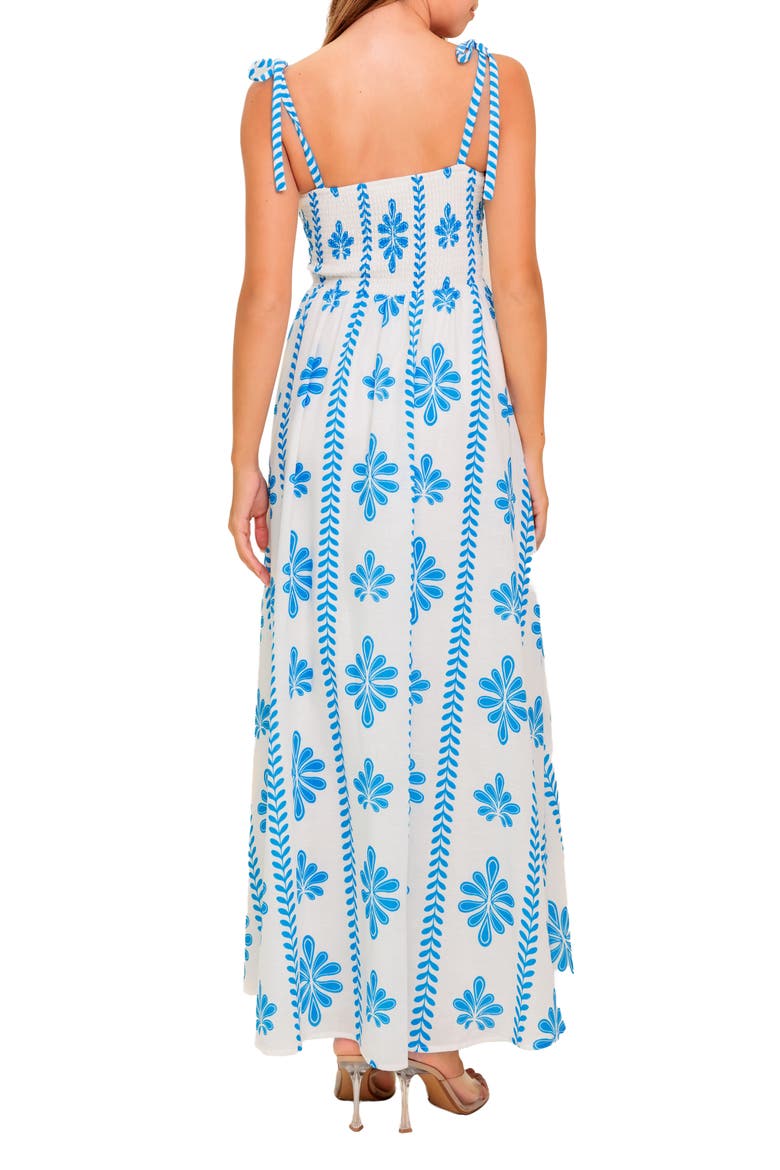 Tie Shoulder Maxi Dress, Alternate, color, IVORY BLUE