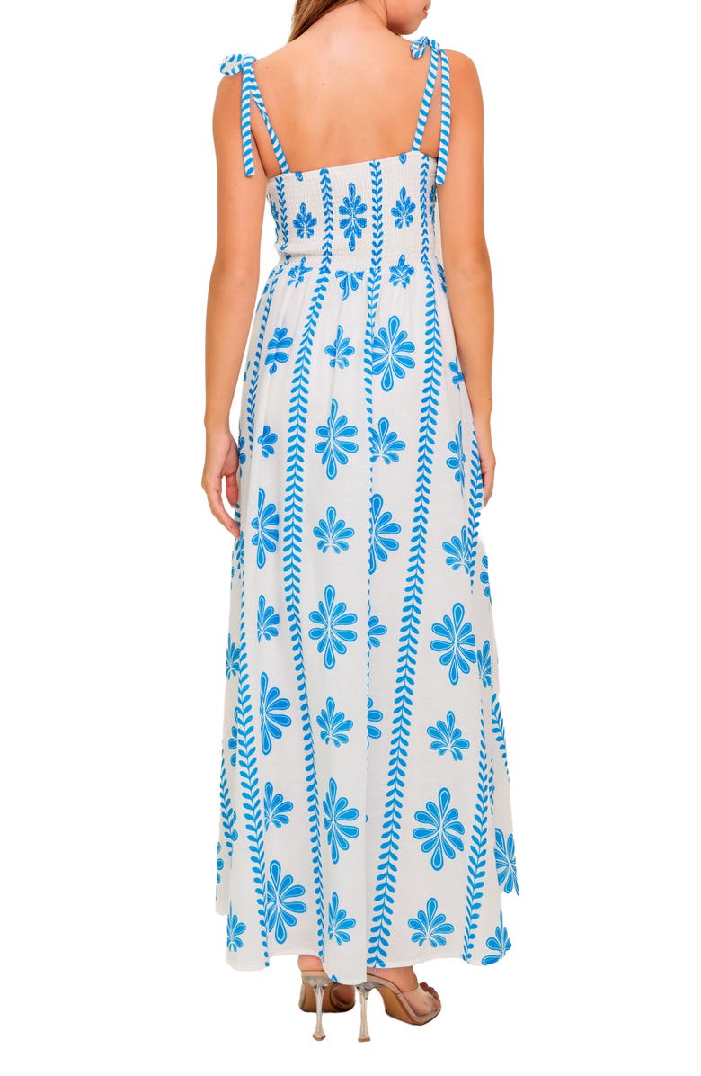 FLYING TOMATO Tie Shoulder Maxi Dress, Alternate, color, Ivory Blue