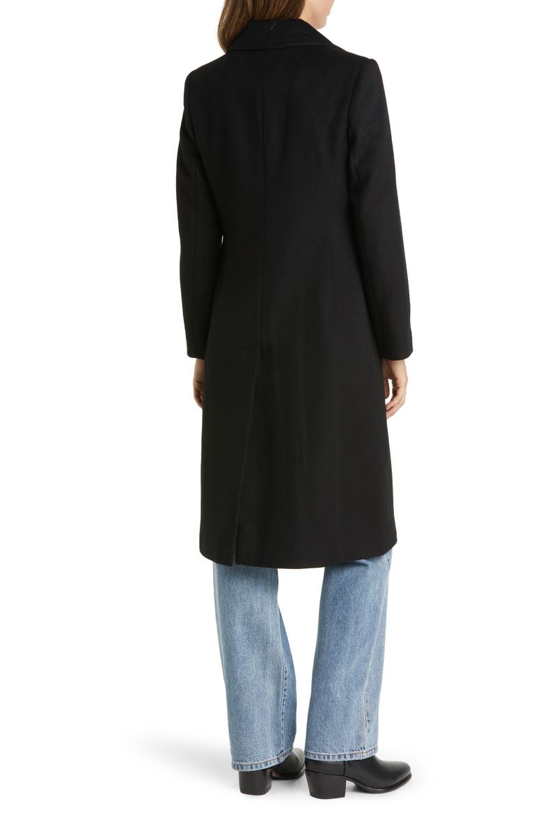 Long Twill Coat, Alternate, color, BLACK