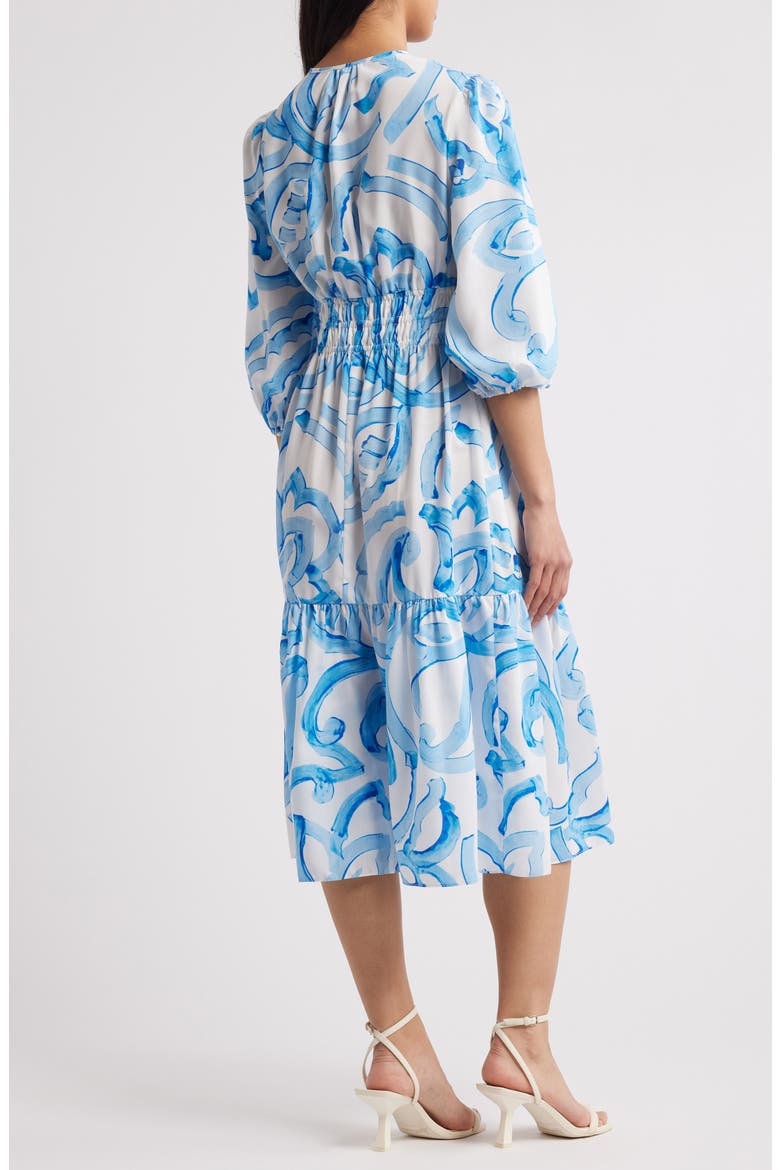 Abstract Print Midi Dress, Alternate, color, BLUE IVORY