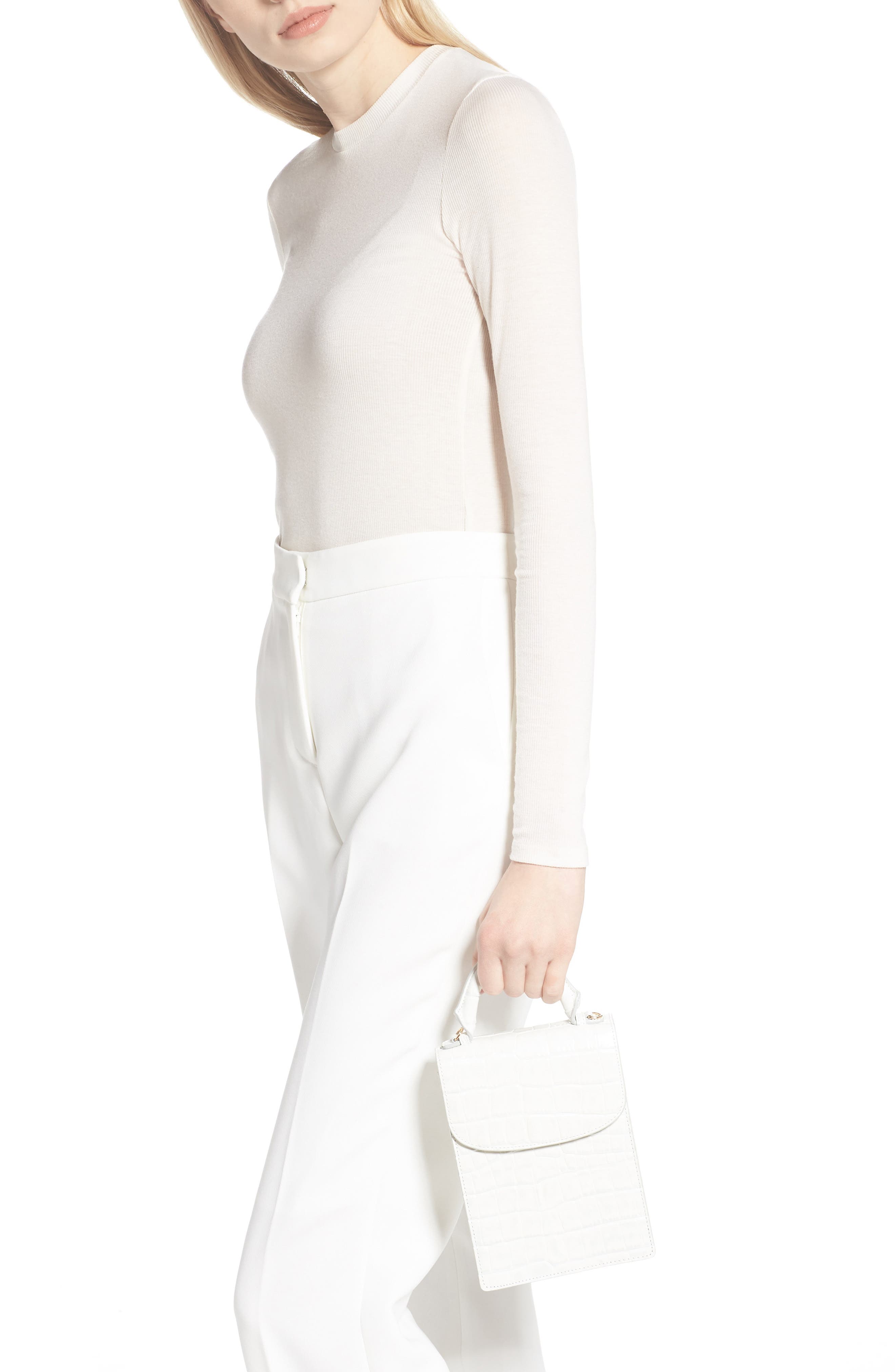 Rachel Parcell Mini Top Handle Leather Bag, Alternate, color, 