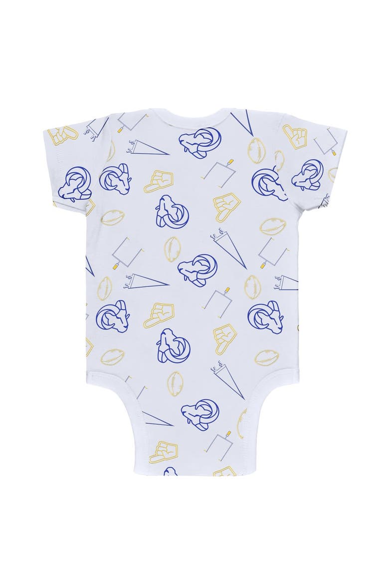 Newborn & Infant WEAR by Erin Andrews Gray/Royal/White Los Angeles Rams Three-Piece Turn Me Around Bodysuits & Pant Set, Alternate, color, Gray