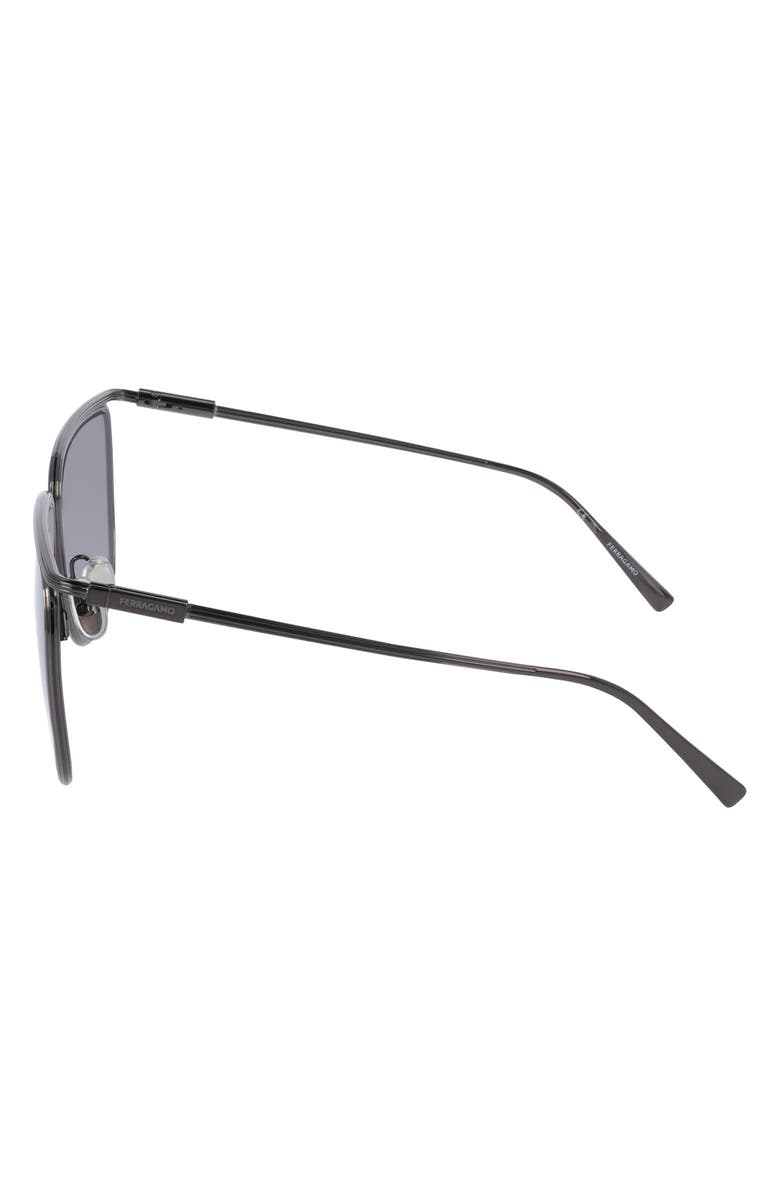 FERRAGAMO 58mm Gradient Modified Rectangular Sunglasses, Alternate, color, Dark Ruthenium