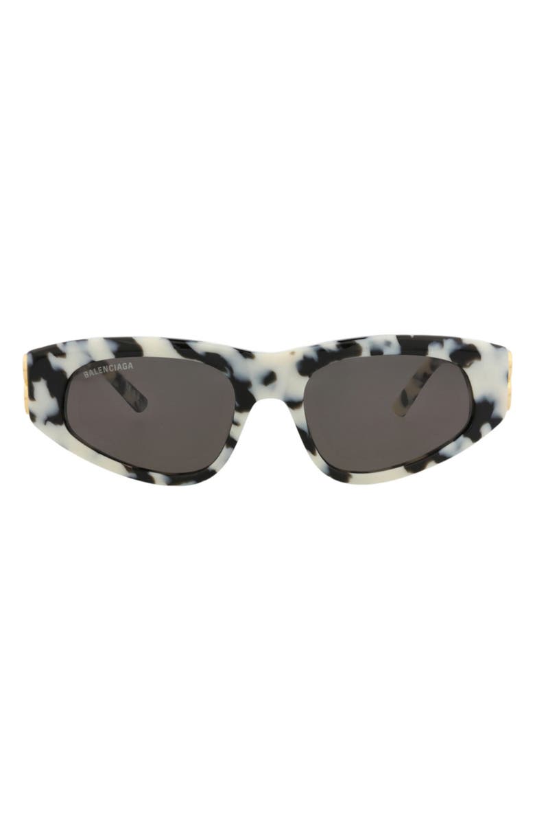 Balenciaga 53mm Rectangle Sunglasses, Main, color, Havana Gold Grey