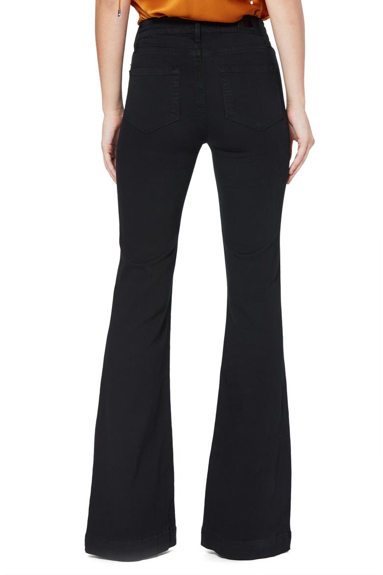 Transcend Genevieve High Rise Buckle Flare Jeans, Alternate, color, BLACK SHADOW